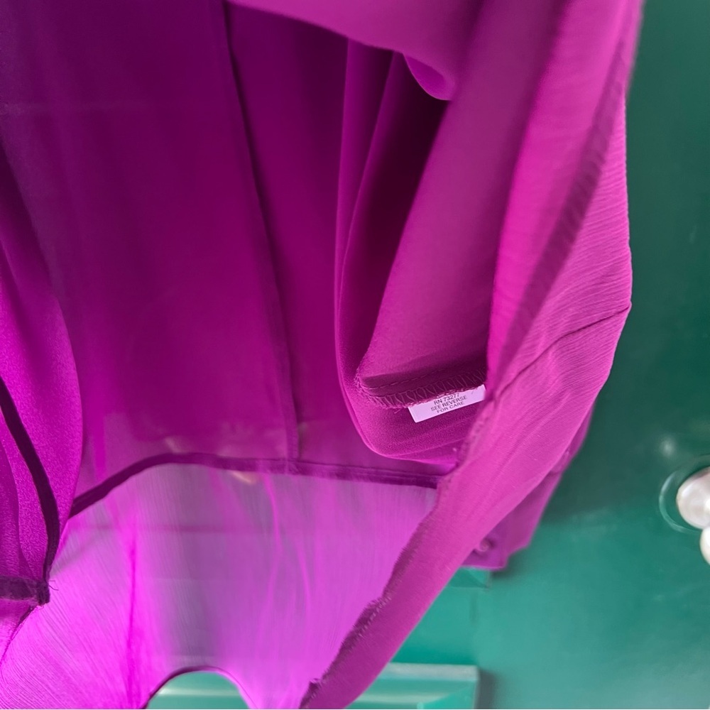 Apt. 9 Purple-Magenta Long-Sleeve Sheer Yoke Blouse size XL - Picture 3 of 5
